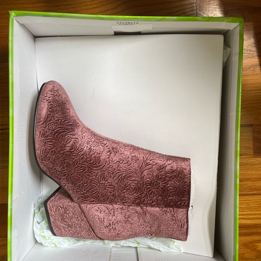 Sam Edelman Embossed Velvet Heeled Boots in Mauve - Picture 2 of 3